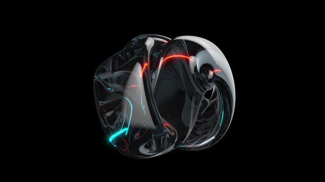 Shine knot abstract glass object on black bg able to loop endless 4k