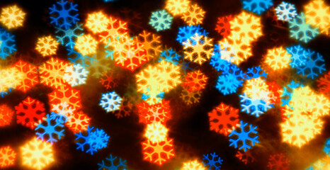 Christmas lights festive background. Blurred Christmas background, holiday Christmas glowing lights with sparkles