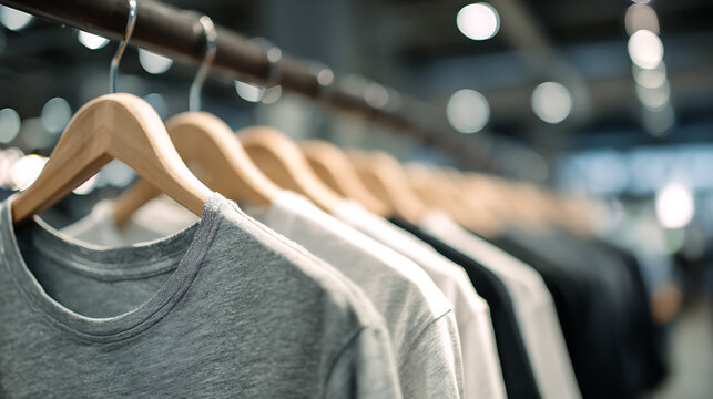 Casual style tee shirt hanging in a modern store (2)