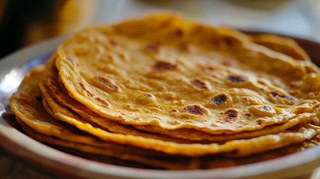 A stack of warm and fluffy Indian flatbreads ready for serving