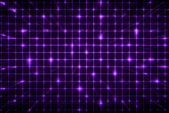 Purple illuminated grid with light streaks creating a futuristic abstract background effect design