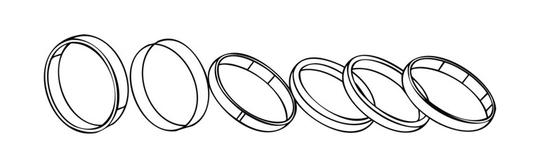 Collection of concentric rings or hoops with perspective views, conveying a sense of layering, structure, or abstract forms for various applications.