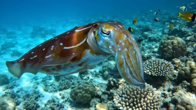 Underwater marvel mesmerizing cuttlefish gracefully swimming in ocean habitat realm