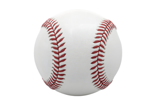 Classic white baseball with intricate red stitching, ready for any sports game isolated on white background