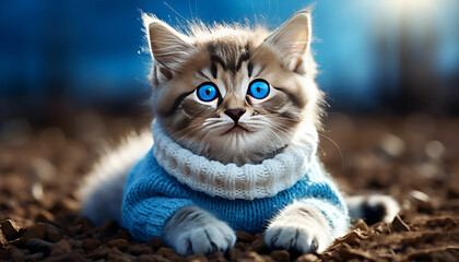  kitten cute cat with blue eyes