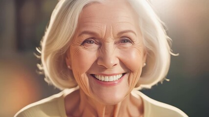 Smiling Senior Woman Portrait - Radiance and Joy in Golden Years.