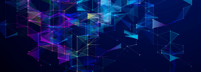 Abstract color background with connected dots and lines. Background for business presentations. 3D