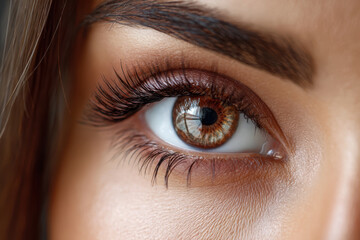 Obraz premium Closeup of a womans hazel eye with long lashes