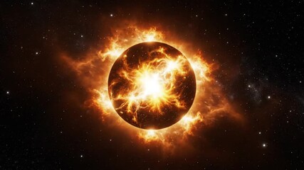 Experience the awe of a vibrant, fiery star exploding with cosmic energy in deep space, creating an unforgettable visual journey
