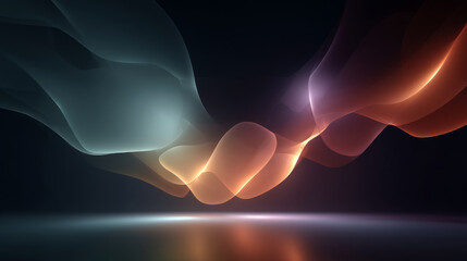 Dark, empty world Minimalistic virtual Futuristic reality with geometric shapes and floating structures, bright light source, floating, smooth gradient, Empty digital world with softly lit clean lines