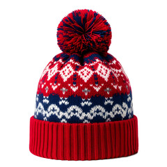 knitted winter hat isolated on a transparent background