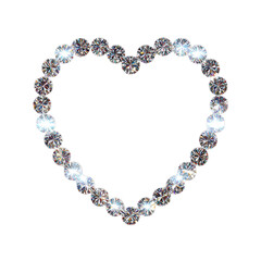 Obraz premium Luxury diamond-studded heart frame with bright highlights. Isolated white background. Png format