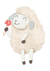 Cute sheep with flower