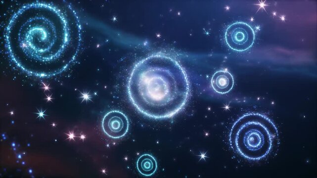 Swirling Blue Cosmic Nebula with Sparkling Stars and Galaxies Keywords: space, nebula, galaxy, stars, cosmos, universe, swirling