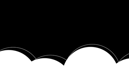 Minimalist black and white graphic design featuring abstract curved shapes, creating a modern, elegant border or background element with a clean, high-contrast aesthetic