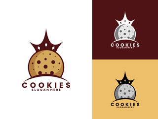 Cookies with crown logo design vector template. Cookies logo design icon
