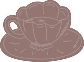 Retro Teacup on Saucer Sketch Silhouette