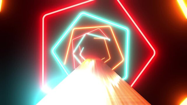 Neon VJ loop party show pentagon lines background