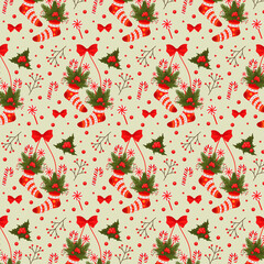 Festive Christmas Socks Seamless Pattern
