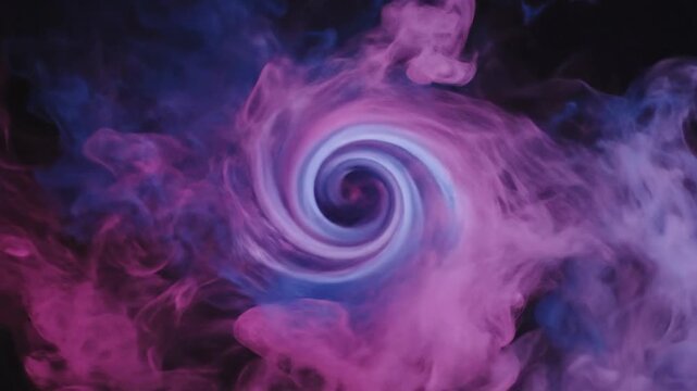 Pink and blue smoke swirling against a black background