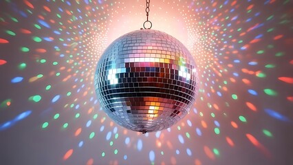 Dazzling disco ball casting vibrant, colorful light patterns for unforgettable parties and events, perfect for nightlife and celebration themes
