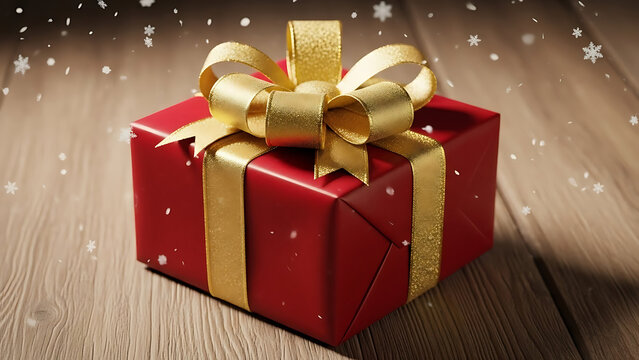 Red gift with gold bow - Powered by Adobe