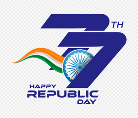 77th Republic Day. Creative 77 number.  Republic Day Sale.