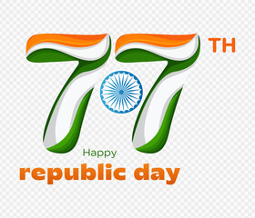 77th Republic Day typography, Republic Day Sale