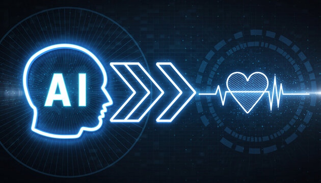 AI Influence on Vitality: A conceptual illustration showing the symbiosis of artificial intelligence and the human body.