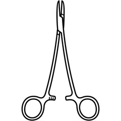 Needle holders mayo-hegar. Surgical instrument. Vector outline icon.