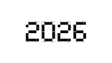Digital Display of the Year 2026 in Pixelated Style.