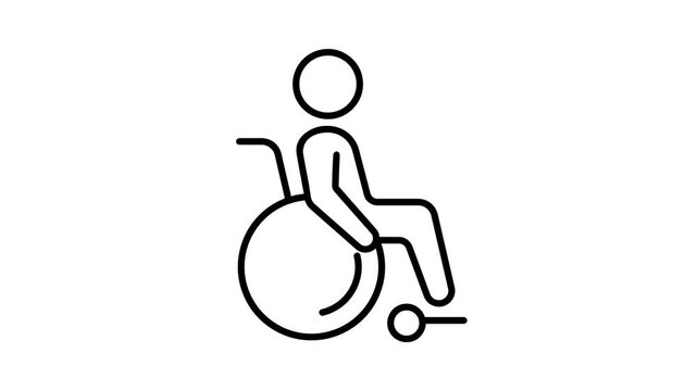 Animated Wheelchair Icon in Line Style. Perfect for projects and presentations.