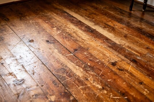 Capture the Charm: Vintage Style Weathered Wooden Laminate Floor with Scratches and Scuff Marks