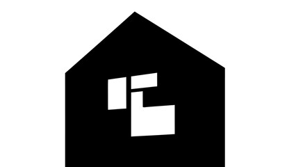 Obraz premium Abstract geometric house logo design with modern minimalist style.