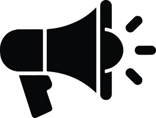 Black megaphone icon with sound waves announcement 1