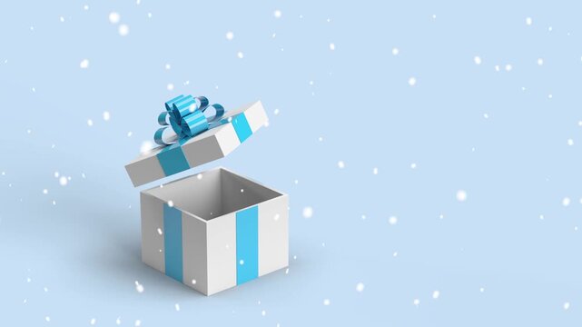 video, 4k, pacco, regalo,  regalo di natale, nevicata, neve, sfondo, pacco aperto,