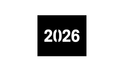 Year 2026 Number In Black Square Graphic Design.