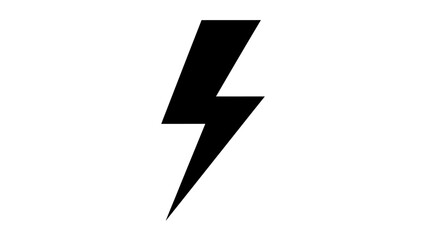 Black Lightning Bolt Symbol on White Background.