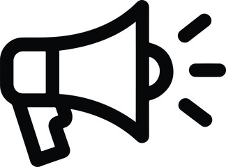 Black megaphone icon with sound waves loudspeaker bullhorn