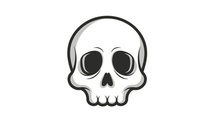 Stylized Skull Illustration with Dark Outlines and Empty Eye Sockets.