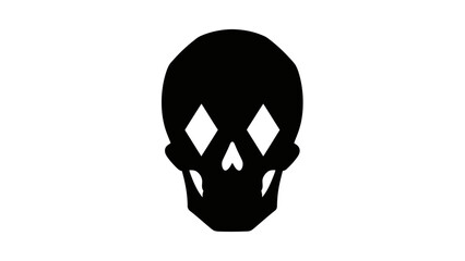 Black Skull Icon With Diamond Eyes And Teeth.