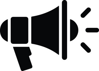 Black Megaphone Icon with Sound Waves white