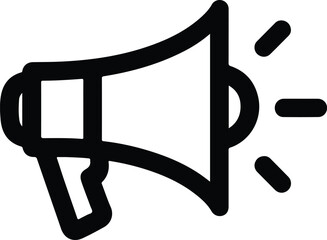 Black outline megaphone icon with sound waves loudspeaker