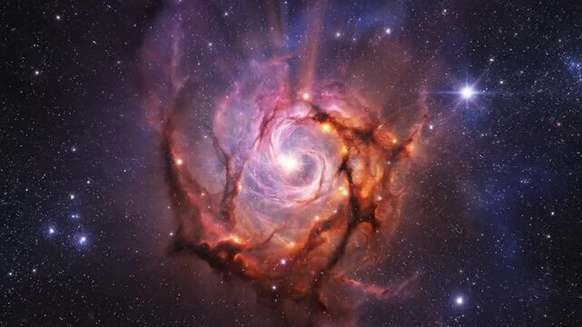 Stunning cosmic nebula spinning in deep space, a vibrant galaxy formation full of stars and swirling energy, perfect for science and education projects