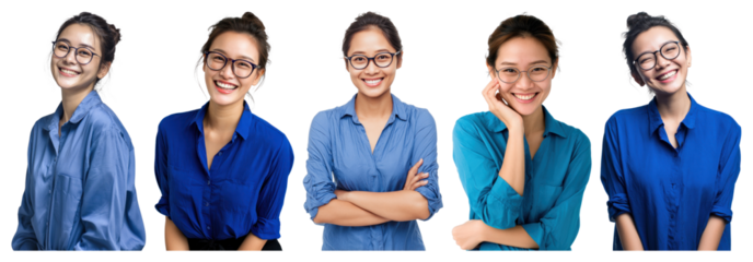 PNG Smiling professional woman portraits, element set on transparent background