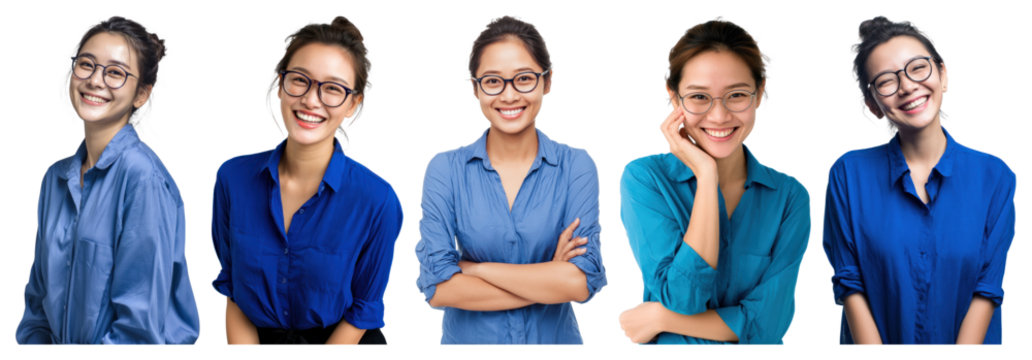PNG Smiling professional woman portraits, element set on transparent background