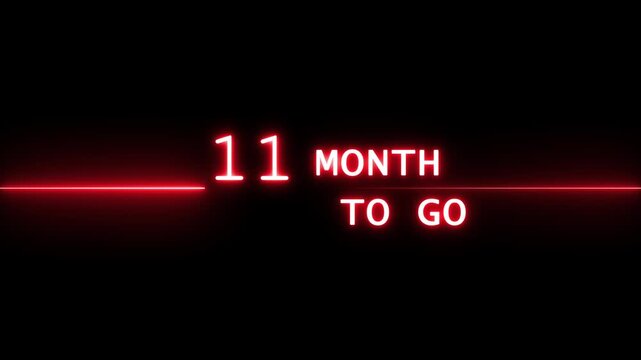 Neon 22 days to go animation. Neon counter number.  Neon counting from 0 to 22 days animation. Neon counting days on black background.