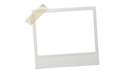 Blank instant photo frame taped to background