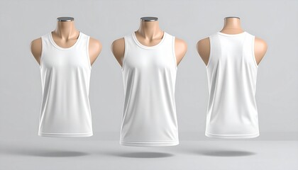 Crisp white tank top mockup for your clothing line, showcase your designs on this versatile garment, ready for your summer collection catalog