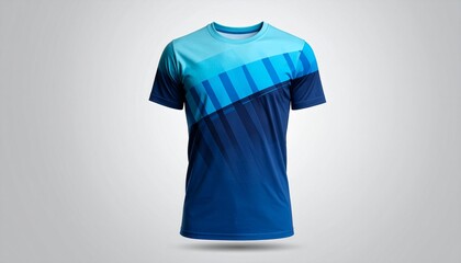 Stylish blue athletic t-shirt with modern design elements perfect for activewear collections or sports apparel branding, showcasing comfort and performance